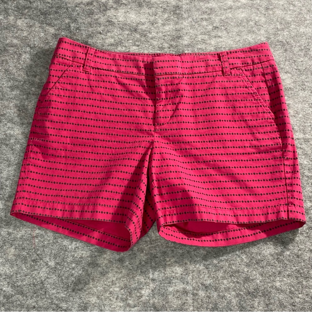 Caslon Womens Pink/Black Diamond Stripe 5 in Inseam Shorts‎ Size 10